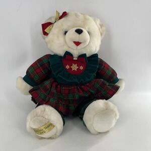 1996 Snowflake Teddy Bear Girl Dan Dee Christmas Plush Stuffed Animal Soft White